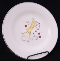 Pottery Barn REINDEER Cocktail/Dessert/Salad Plate CUPID - NEW